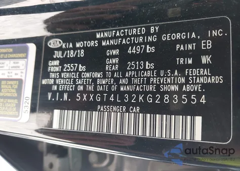 2019 Kia Optima S from USA, damaged, VIN 5XXGT4L32KG283554